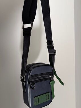 COACH Men's Compact Crossbody Bag in Navy and Green